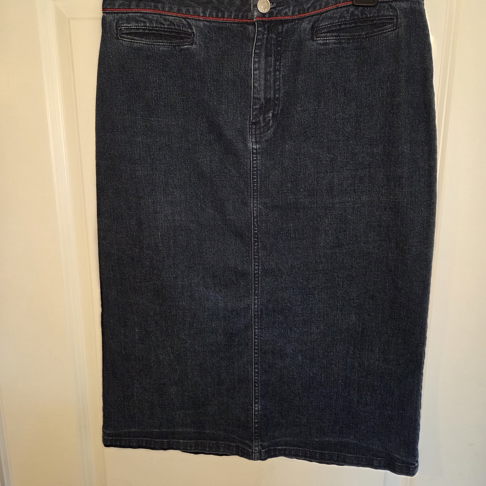 Tommy Hilfiger Vintage Dark Denim Pencil Skirt Sz 10 Preloved